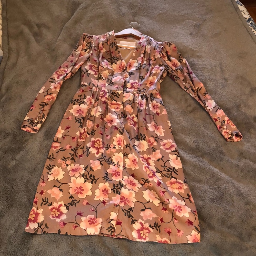 Midi floral silk dress